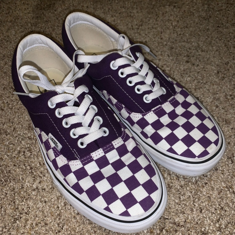purple checkered vans